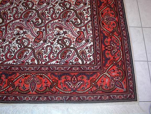 Square Tabriz Persian rug from 2003; All Persian Rugs are genuine handmade. Colors are mixed and Persian Tabriz rug is made of the finest kurkwool/silk.