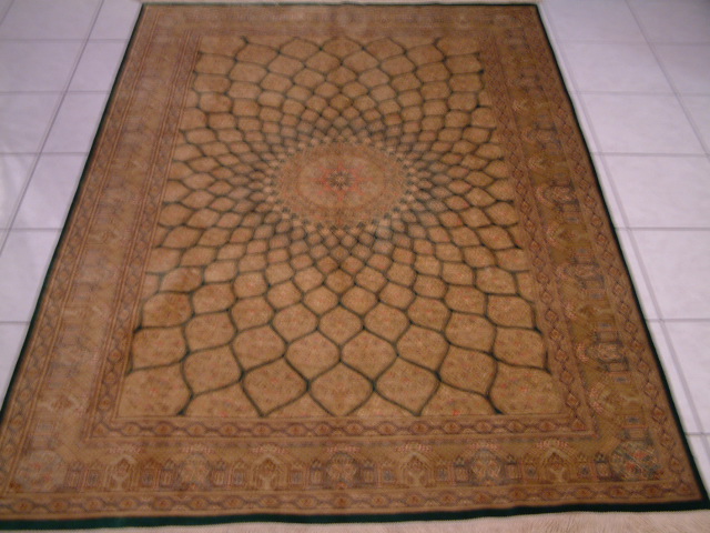 Qom Persian rug; All Persian Rugs are genuine handmade. Also, every Persian Qom rug I offer is made with fine kurkwool/silk.