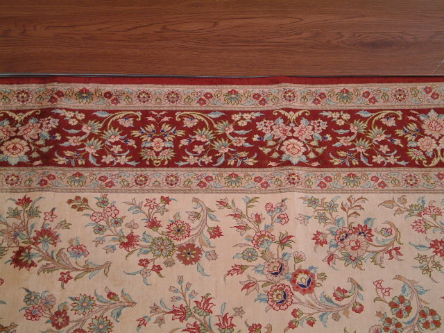 Qom Persian rug; All Persian Rugs are genuine handmade. Also, every Persian Qom rug I offer is made with fine kurkwool/silk.