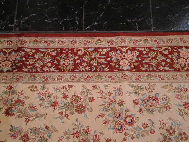 Qom Persian rug; All Persian Rugs are genuine handmade. Also, every Persian Qom rug I offer is made with fine kurkwool/silk.