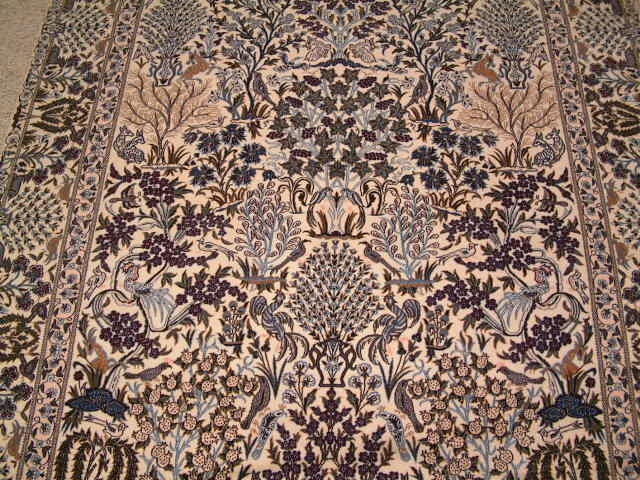 Nain Tree of Life Persian rug; All Persian Rugs are genuine handmade. Also, every Persian Nain rug I offer is made with fine kurkwool/silk.