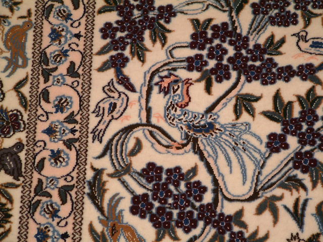 Nain Tree of Life Persian rug; All Persian Rugs are genuine handmade. Also, every Persian Nain rug I offer is made with fine kurkwool/silk.