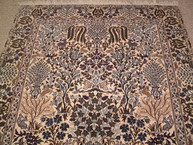 Nain Tree of Life Persian rug; All Persian Rugs are genuine handmade. Also, every Persian Nain rug I offer is made with fine kurkwool/silk.