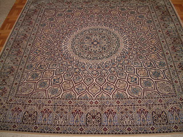 Nain Persian rug; All Persian Rugs are genuine handmade. Also, every Persian Nain rug is made of the finest kurkwool/silk.