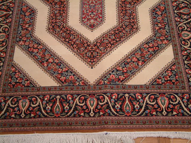Qom Persian rug; All Persian Rugs are genuine handmade. Also, every Persian Qom rug I offer is made with pure silk only.