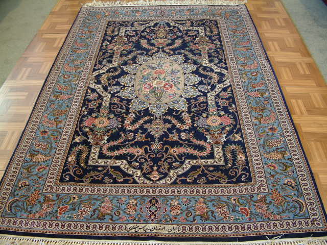 Isfahan Persian rug; All Persian Rugs are genuine handmade. Also, every Persian Isfahan rug I offer is made with fine kurkwool/silk.