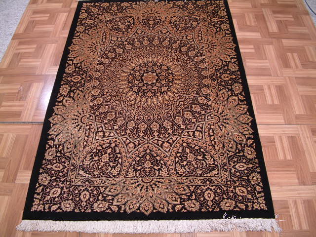 Qom Persian rug; All Persian Rugs are genuine handmade. Also, every Persian Qom rug I offer is made with pure silk only.