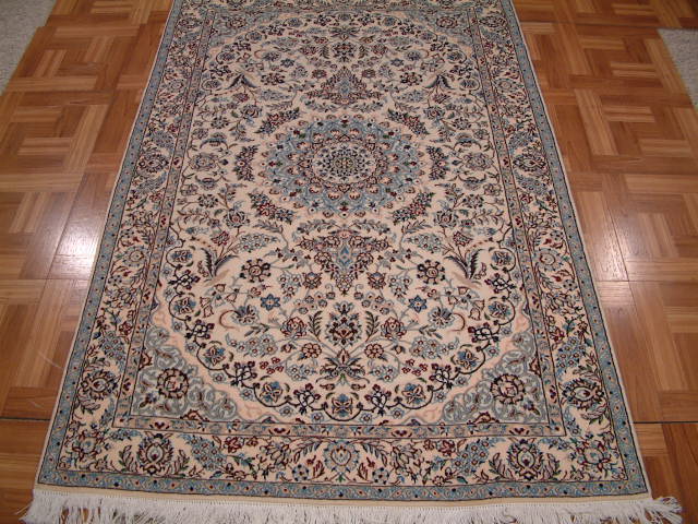 Nain Persian rug; All Persian Rugs are genuine handmade. Also, every Persian Nain rug I offer is made with fine kurkwool/silk.