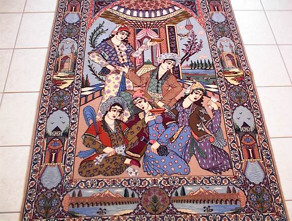 Isfahan Persian rug; All Persian Rugs are genuine handmade. Also, every Persian Isfahan rug is made of the finest kurkwool/silk.