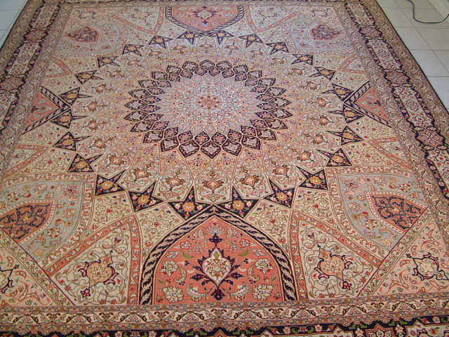 Tabriz Persian rug; All Persian Rugs are genuine handmade. Also, every Persian Tabriz rug is made of the finest kurkwool/silk.