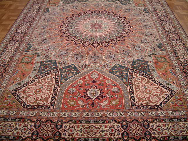 Tabriz Persian rug; All Persian Rugs are genuine handmade. Also, every Persian Tabriz rug is made of the finest kurkwool/silk.