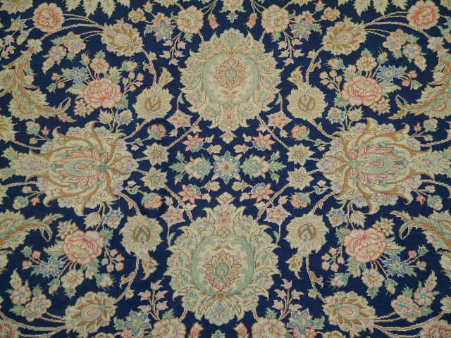 Qom Persian rug; All Persian Rugs are genuine handmade. Also, every Persian Qom rug I offer is made with pure silk only.