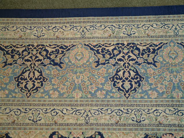 Qom Persian rug; All Persian Rugs are genuine handmade. Also, every Persian Qom rug I offer is made with pure silk only.