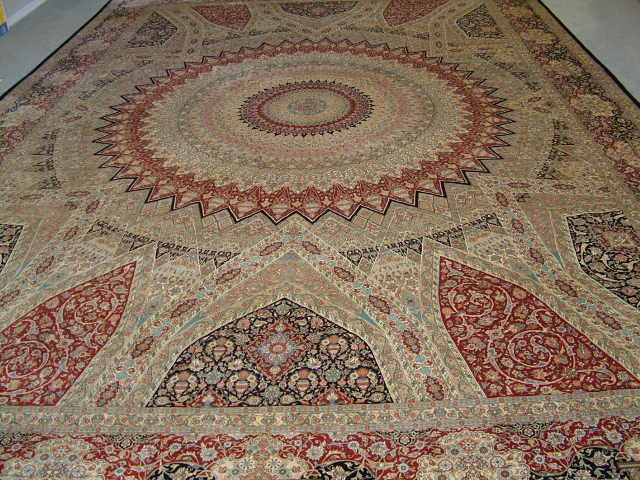 Qom Persian rug; All Persian Rugs are genuine handmade. Also, every Persian Qom rug I offer is made with pure silk only.