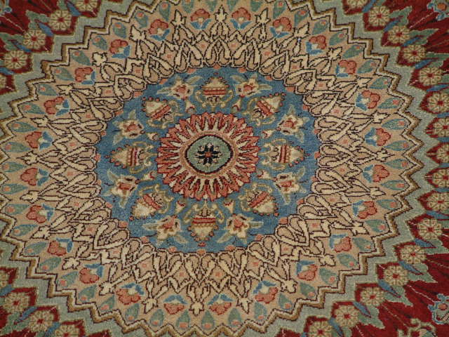 Qom Persian rug; All Persian Rugs are genuine handmade. Also, every Persian Qom rug I offer is made with pure silk only.
