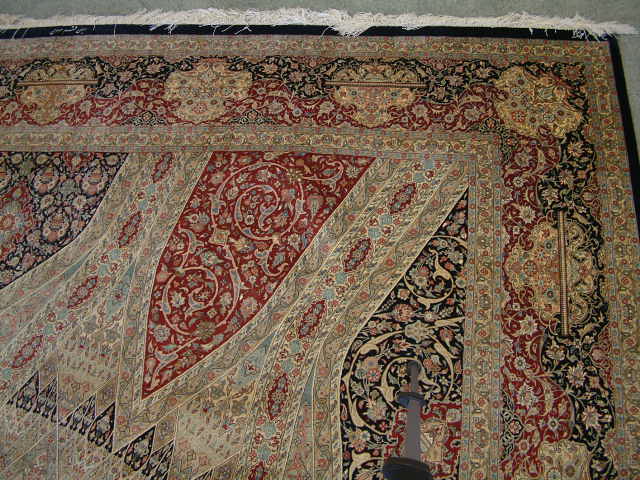 Qom Persian rug; All Persian Rugs are genuine handmade. Also, every Persian Qom rug I offer is made with pure silk only.