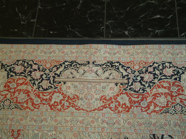 Qom Persian rug; All Persian Rugs are genuine handmade. Also, every Persian Qom rug I offer is made with fine kurkwool/silk.