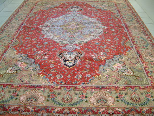 Tabriz Persian rug; All Persian Rugs are genuine handmade. Also, every Persian Tabriz rug is made of the finest kurkwool/silk.