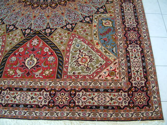 Tabriz Persian rug; All Persian Rugs are genuine handmade. Also, every Persian Tabriz rug is made of the finest kurkwool/silk.