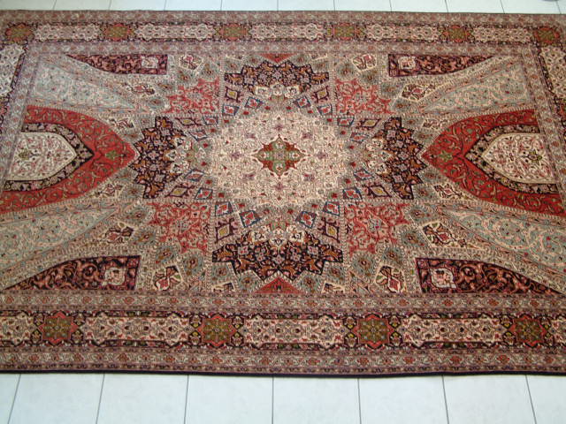 Tabriz Persian rug; All Persian Rugs are genuine handmade. Also, every Persian Tabriz rug is made of the finest kurkwool/silk.