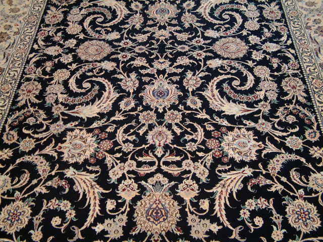 Nain Persian rug; All Persian Rugs are genuine handmade. Also, every Persian Nain rug is made of the finest kurkwool/silk.