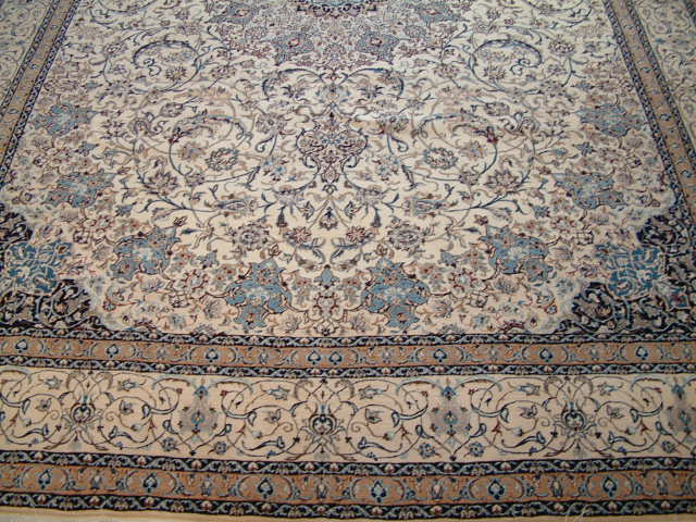 Nain Persian rug; All Persian Rugs are genuine handmade. Also, every Persian Nain rug is made of the finest kurkwool/silk.