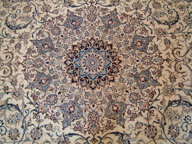 Nain Persian rug; All Persian Rugs are genuine handmade. Also, every Persian Nain rug is made of the finest kurkwool/silk.