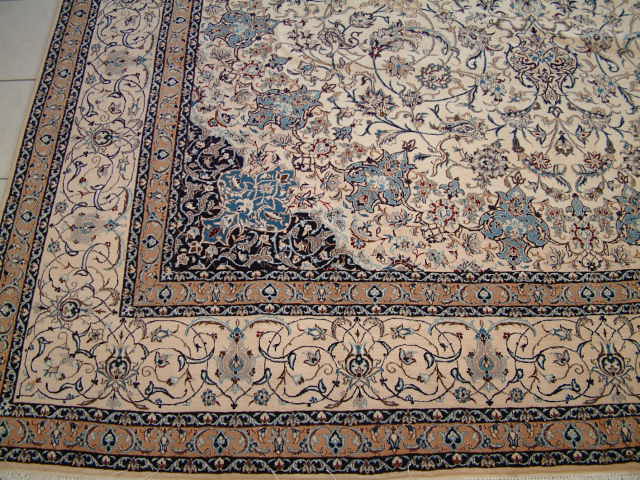 Nain Persian rug; All Persian Rugs are genuine handmade. Also, every Persian Nain rug is made of the finest kurkwool/silk.