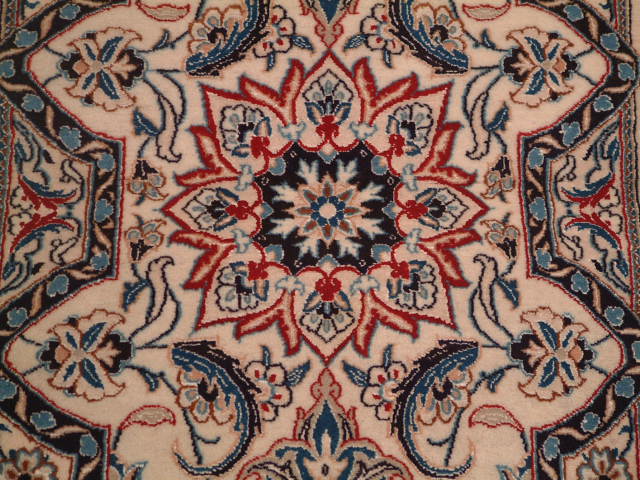 Nain Persian rug; All Persian Rugs are genuine handmade. Also, every Persian Nain rug I offer is made with fine kurkwool/silk.