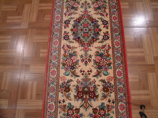 Qom Persian rug; All Persian Rugs are genuine handmade. Also, every Persian Qom rug I offer is made with pure silk only.