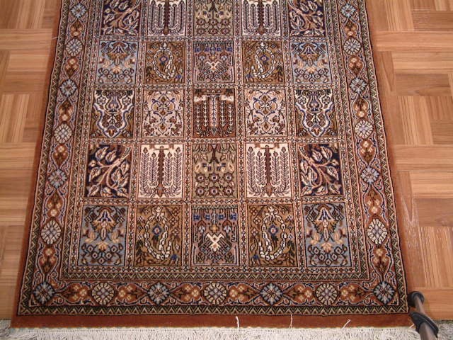 Qom Persian rug; All Persian Rugs are genuine handmade. Also, every Persian Qom rug I offer is made with pure silk only.