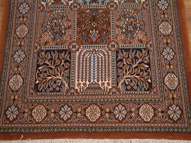 Qom Persian rug; All Persian Rugs are genuine handmade. Also, every Persian Qom rug I offer is made with pure silk only.