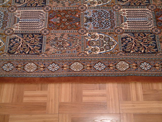Qom Persian rug; All Persian Rugs are genuine handmade. Also, every Persian Qom rug I offer is made with fine kurkwool/silk.