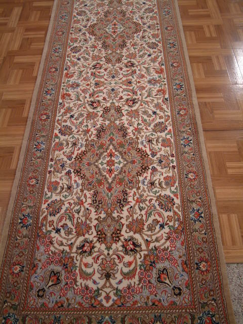 Qom Persian rug; All Persian Rugs are genuine handmade. Also, every Persian Qom rug I offer is made with pure silk only.