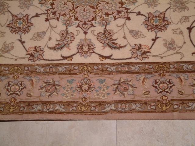 Isfahan Persian rug; All Persian Rugs are genuine handmade. Also, every Persian Isfahan rug I offer is made with fine kurkwool/silk.