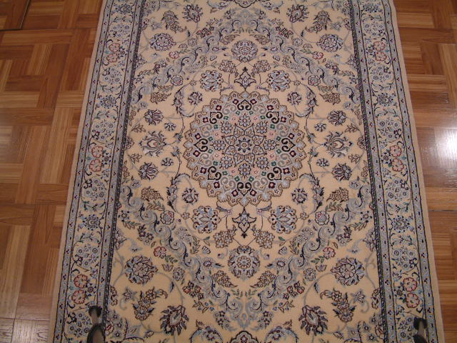 Nain Persian rug; All Persian Rugs are genuine handmade. Also, every Persian Nain rug I offer is made with fine kurkwool/silk.