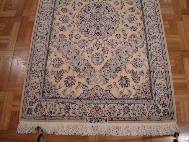 Nain Persian rug; All Persian Rugs are genuine handmade. Also, every Persian Nain rug I offer is made with fine kurkwool/silk.