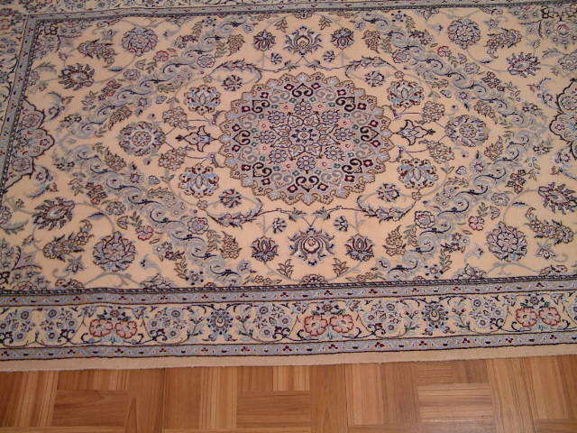 Nain Persian rug; All Persian Rugs are genuine handmade. Also, every Persian Nain rug I offer is made with fine kurkwool/silk.