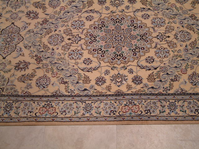 Nain Persian rug; All Persian Rugs are genuine handmade. Also, every Persian Nain rug I offer is made with fine kurkwool/silk.