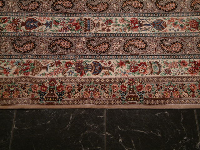 Qom Persian rug; All Persian Rugs are genuine handmade. Also, every Persian Qom rug I offer is made with fine kurkwool/silk.