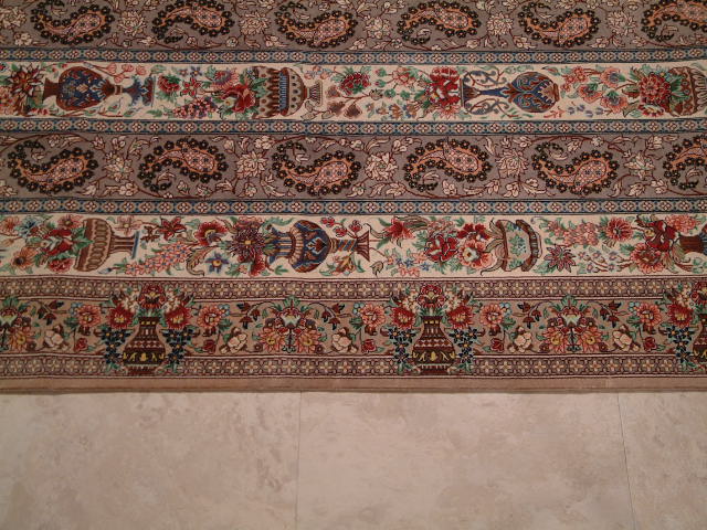 Qom Persian rug; All Persian Rugs are genuine handmade. Also, every Persian Qom rug I offer is made with fine kurkwool/silk.