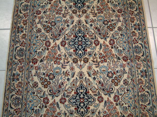 Nain Persian rug; All Persian Rugs are genuine handmade. Also, every Persian Nain rug I offer is made with fine kurkwool/silk.