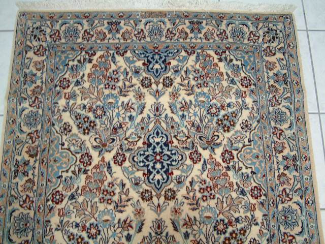 Nain Persian rug; All Persian Rugs are genuine handmade. Also, every Persian Nain rug I offer is made with fine kurkwool/silk.