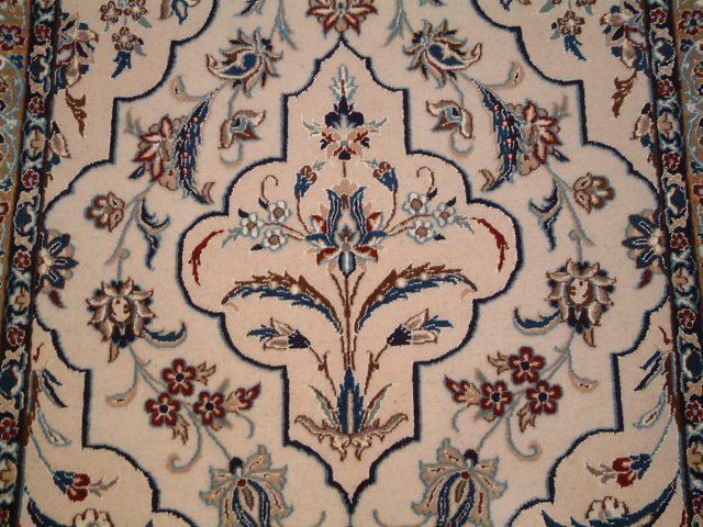 Nain Persian rug; All Persian Rugs are genuine handmade. Also, every Persian Nain rug I offer is made with fine kurkwool/silk.