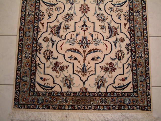 Nain Persian rug; All Persian Rugs are genuine handmade. Also, every Persian Nain rug I offer is made with fine kurkwool/silk.