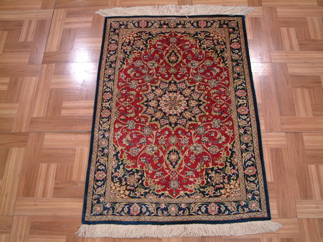 Qom Persian rug; All Persian Rugs are genuine handmade. Also, every Persian Qom rug I offer is made of pure silk only.
