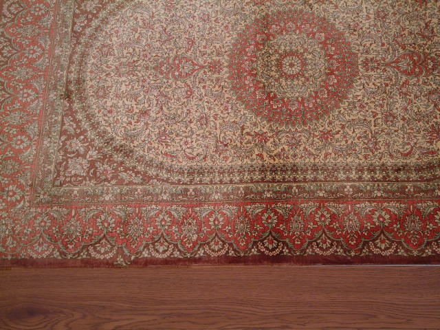 Qom Persian rug; All Persian Rugs are genuine handmade. Also, every Persian Qom rug I offer is made of pure silk only.