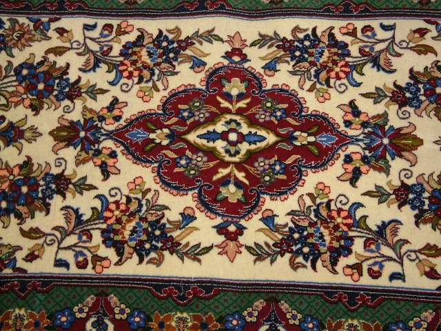 Isfahan Persian rug; All Persian Rugs are genuine handmade. Also, every Persian Isfahan rug I offer is made with fine kurkwool/silk.
