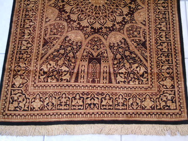 Qom Persian rug; All Persian Rugs are genuine handmade. Also, every Persian Qom rug I offer is made of pure silk only.