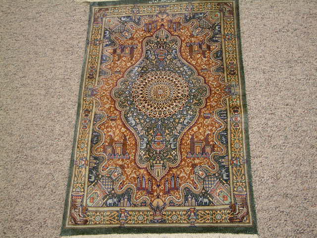 Qom Persian rug; All Persian Rugs are genuine handmade. Also, every Persian Qom rug I offer is made of pure silk only.